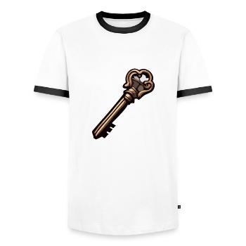 Key / Lock / Locked / Security - Men's Ringer Shirt - white/black - Front - AI Model Female 172 light (172cm) & AI Model Male 178 dark (178cm)