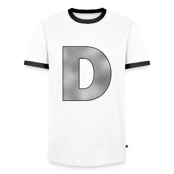 Buchstabe D Silber - Männer Kontrast-T-Shirt - Weiß/Schwarz - Vorne - AI Model Female 172 light (172cm) & AI Model Male 178 dark (178cm)