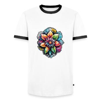 Fleur / Plante / Botanique / Jardin / Fleurs - T-shirt contrasté Homme - blanc/noir - Devant - AI Model Female 172 light (172cm) & AI Model Male 178 dark (178cm)