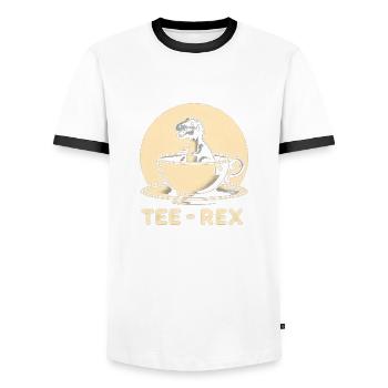 Tee Rex Dinosaurier Spruch - Männer Kontrast-T-Shirt - Weiß/Schwarz - Vorne - AI Model Female 172 light (172cm) & AI Model Male 178 dark (178cm)