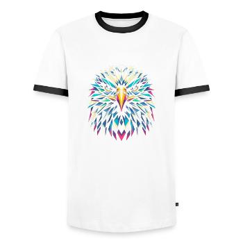 Eagle Polygon - Men's Ringer Shirt - white/black - Front - AI Model Female 172 light (172cm) & AI Model Male 178 dark (178cm)