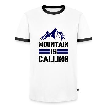 Mountain Adventure is Calling - Men's Ringer Shirt - white/black - Front - AI Model Female 172 light (172cm) & AI Model Male 178 dark (178cm)