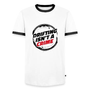 La dérive n’est pas un crime - cadeau d’amoureux de la voiture - T-shirt contrasté Homme - blanc/noir - Devant - AI Model Female 172 light (172cm) & AI Model Male 178 dark (178cm)
