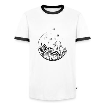 Nacht-Pilze - Männer Kontrast-T-Shirt - Weiß/Schwarz - Vorne - AI Model Female 172 light (172cm) & AI Model Male 178 dark (178cm)