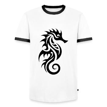 Niedliches kleines Tattoo Seepferdchen - Männer Kontrast-T-Shirt - Weiß/Schwarz - Vorne - AI Model Female 172 light (172cm) & AI Model Male 178 dark (178cm)