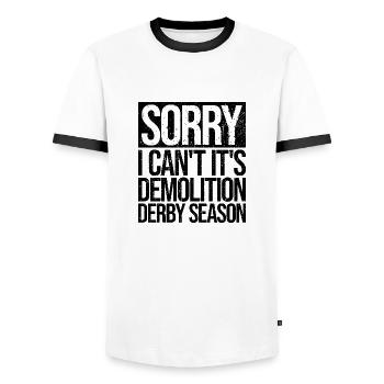 Saison du derby de démolition - cadeau pour les vrais fans - T-shirt contrasté Homme - blanc/noir - Devant - AI Model Female 172 light (172cm) & AI Model Male 178 dark (178cm)
