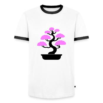 bonsai baum tree - Männer Kontrast-T-Shirt - Weiß/Schwarz - Vorne - AI Model Female 172 light (172cm) & AI Model Male 178 dark (178cm)