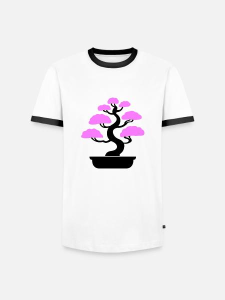 Bonsai Tree Tree - Men's Ringer Shirt - white/black