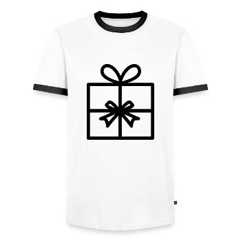 Geschenk-Icon-Box - Männer Kontrast-T-Shirt - Weiß/Schwarz - Vorne - AI Model Female 172 light (172cm) & AI Model Male 178 dark (178cm)