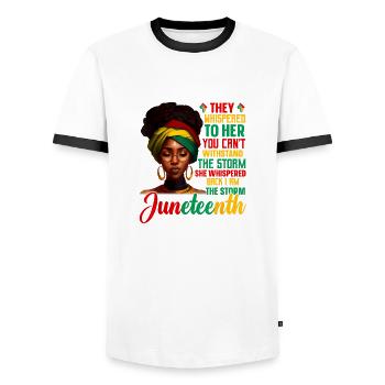 The Storm Juneteenth Black History Month African - Men's Ringer Shirt - white/black - Front - AI Model Female 172 light (172cm) & AI Model Male 178 dark (178cm)