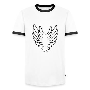 Ailes d'ange - T-shirt contrasté Homme - blanc/noir - Devant - AI Model Female 172 light (172cm) & AI Model Male 178 dark (178cm)