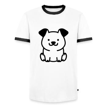 Hund - Männer Kontrast-T-Shirt - Weiß/Schwarz - Vorne - AI Model Female 172 light (172cm) & AI Model Male 178 dark (178cm)