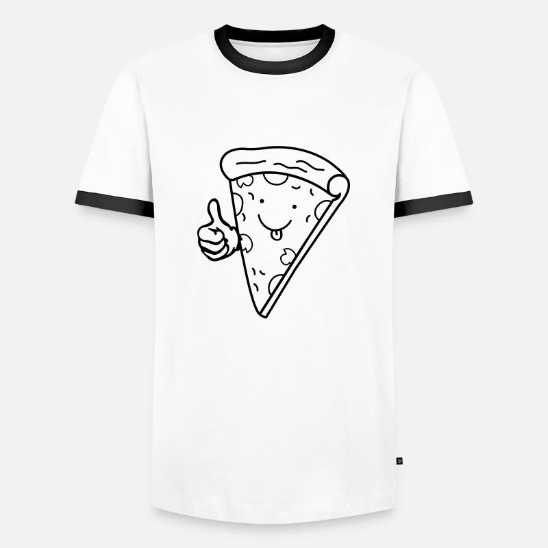 pizza comic 01 - Männer Kontrast-T-Shirt - Weiß/Schwarz