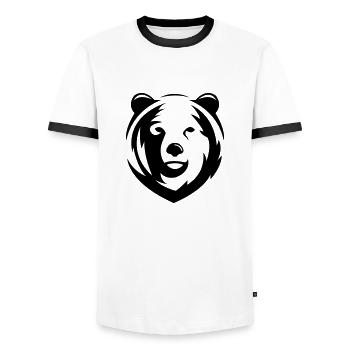 ours - T-shirt contrasté Homme - blanc/noir - Devant - AI Model Female 172 light (172cm) & AI Model Male 178 dark (178cm)