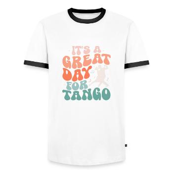 C’est un grand jour pour le tango Tango Danse Musique latine - T-shirt contrasté Homme - blanc/noir - Devant - AI Model Female 172 light (172cm) & AI Model Male 178 dark (178cm)