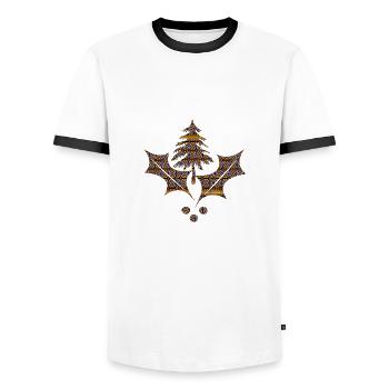 illustrations - T-shirt contrasté Homme - blanc/noir - Devant - AI Model Female 172 light (172cm) & AI Model Male 178 dark (178cm)