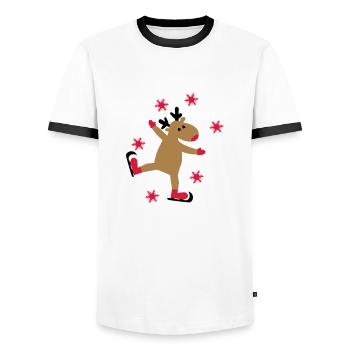 Lustiger Elch zu Weihnachten - Männer Kontrast-T-Shirt - Weiß/Schwarz - Vorne - AI Model Female 172 light (172cm) & AI Model Male 178 dark (178cm)