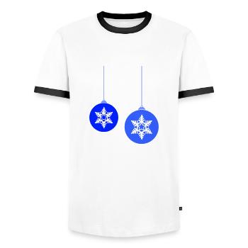 Christmas baubles star frost - Men's Ringer Shirt - white/black - Front - AI Model Female 172 light (172cm) & AI Model Male 178 dark (178cm)