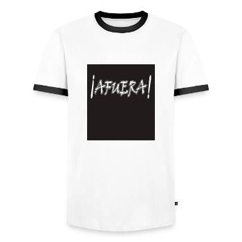 AFUERA - Männer Kontrast-T-Shirt - Weiß/Schwarz - Vorne - AI Model Female 172 light (172cm) & AI Model Male 178 dark (178cm)