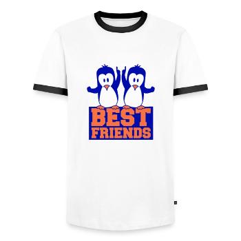 Meilleurs amis Pingouins Texte Couple Deux amis Équipe - T-shirt contrasté Homme - blanc/noir - Devant - AI Model Female 172 light (172cm) & AI Model Male 178 dark (178cm)