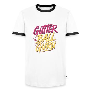 Gutter Ball Guru 13 - Männer Kontrast-T-Shirt - Weiß/Schwarz - Vorne - AI Model Female 172 light (172cm) & AI Model Male 178 dark (178cm)