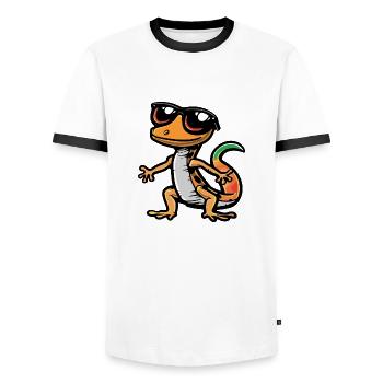 Lizard Comic Cool - Men's Ringer Shirt - white/black - Front - AI Model Female 172 light (172cm) & AI Model Male 178 dark (178cm)