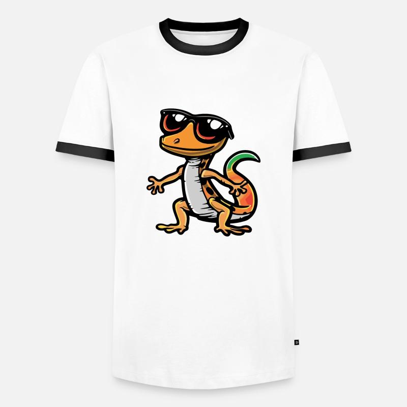 Echse Comic Cool - Männer Kontrast-T-Shirt - Weiß/Schwarz