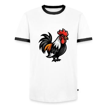 Coq Bande Dessinée - T-shirt contrasté Homme - blanc/noir - Devant - AI Model Female 172 light (172cm) & AI Model Male 178 dark (178cm)