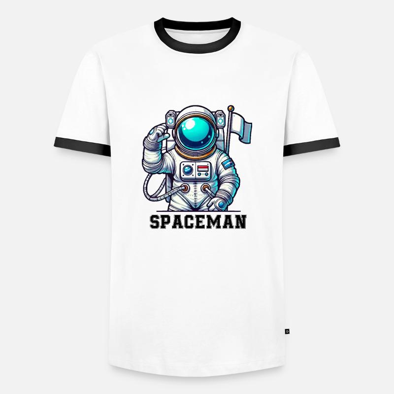 spaceman comic astronaut - Männer Kontrast-T-Shirt - Weiß/Schwarz