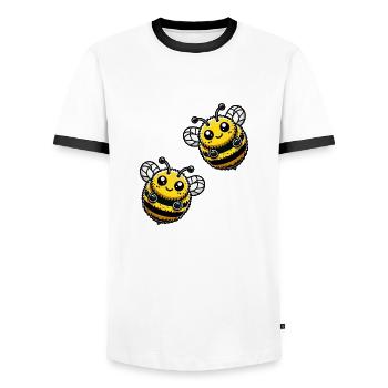 Bumblebee Bee 2 - Men's Ringer Shirt - white/black - Front - AI Model Female 172 light (172cm) & AI Model Male 178 dark (178cm)