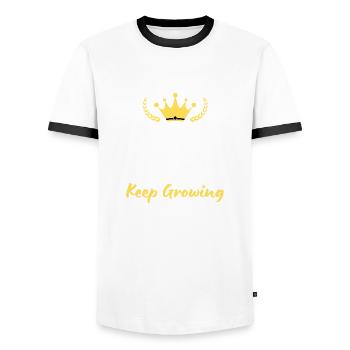 Bewahren Sie Ruhe und wachsen Sie weiter - Männer Kontrast-T-Shirt - Weiß/Schwarz - Vorne - AI Model Female 172 light (172cm) & AI Model Male 178 dark (178cm)