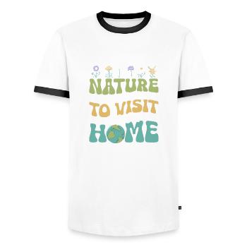 Nature Is Not A Place To Visit Earth Day Planet - Männer Kontrast-T-Shirt - Weiß/Schwarz - Vorne - AI Model Female 172 light (172cm) & AI Model Male 178 dark (178cm)