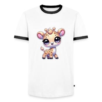 Super Cute Kawaii Baby Giraffe - Männer Kontrast-T-Shirt - Weiß/Schwarz - Vorne - AI Model Female 172 light (172cm) & AI Model Male 178 dark (178cm)
