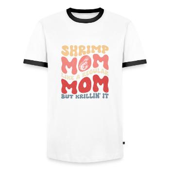 Shrimp Mom Krillin' It Shrimp Lover Seafood - Men's Ringer Shirt - white/black - Front - AI Model Female 172 light (172cm) & AI Model Male 178 dark (178cm)