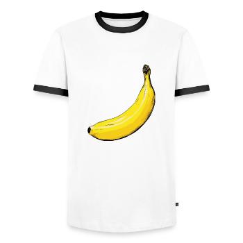 Banana - Men's Ringer Shirt - white/black - Front - AI Model Female 172 light (172cm) & AI Model Male 178 dark (178cm)