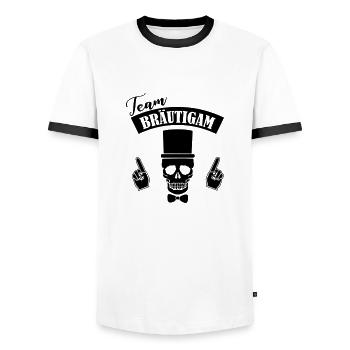Crâne de l’équipe du marié - T-shirt contrasté Homme - blanc/noir - Devant - AI Model Female 172 light (172cm) & AI Model Male 178 dark (178cm)