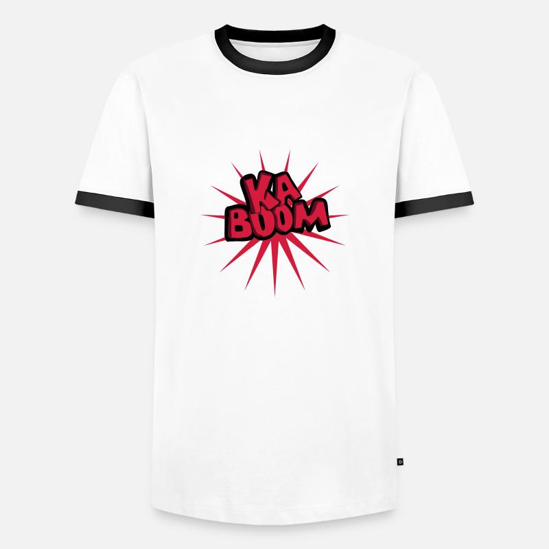 kaboom - Männer Kontrast-T-Shirt - Weiß/Schwarz