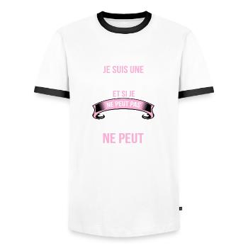 informaticienne - T-shirt contrasté Homme - blanc/noir - Devant - AI Model Female 172 light (172cm) & AI Model Male 178 dark (178cm)