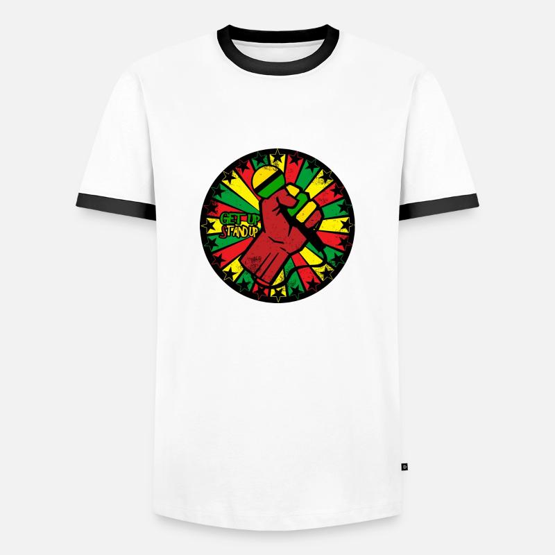 Reggae - Männer Kontrast-T-Shirt - Weiß/Schwarz