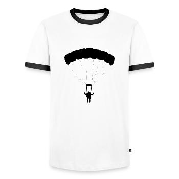 parachute skydiving parachuting skydiver - Men's Ringer Shirt - white/black - Front - AI Model Female 172 light (172cm) & AI Model Male 178 dark (178cm)