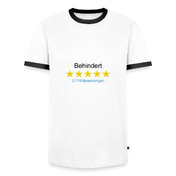 Behindert mit Bewertung - Männer Kontrast-T-Shirt - Weiß/Schwarz - Vorne - AI Model Female 172 light (172cm) & AI Model Male 178 dark (178cm)