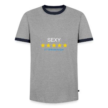 Sexy mit Bewertung weiss - Männer Kontrast-T-Shirt - Grau/Navy  - Vorne - AI Model Female 172 light (172cm) & AI Model Male 178 light (178cm)