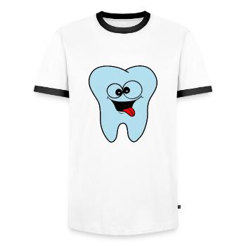 Pratique dentaire dent Logo - T-shirt contrasté Homme - blanc/noir - Devant - AI Model Female 172 light (172cm) & AI Model Male 178 dark (178cm)