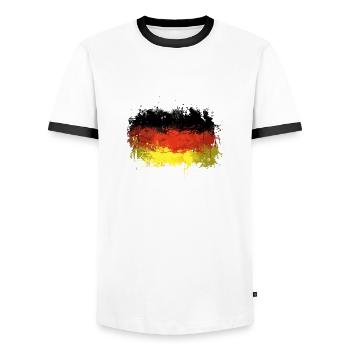 Deutsch Flagge Graffiti - Männer Kontrast-T-Shirt - Weiß/Schwarz - Vorne - AI Model Female 172 light (172cm) & AI Model Male 178 dark (178cm)