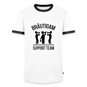 Bräutigam Support Team - Männer Kontrast-T-Shirt - Weiß/Schwarz - Vorne - AI Model Female 172 light (172cm) & AI Model Male 178 dark (178cm)
