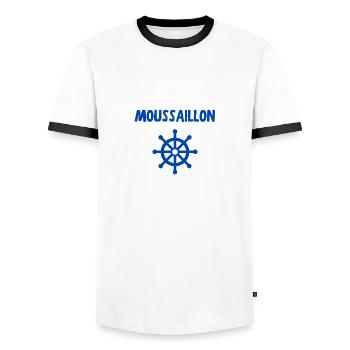 t-shirt bateau jeune marin moussaillon cadeau noel - T-shirt contrasté Homme - blanc/noir - Devant - AI Model Female 172 light (172cm) & AI Model Male 178 dark (178cm)