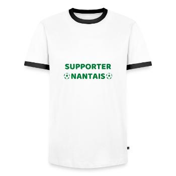 t shirt nantes foot supporter nantais cadeau noel - T-shirt contrasté Homme - blanc/noir - Devant - AI Model Female 172 light (172cm) & AI Model Male 178 dark (178cm)