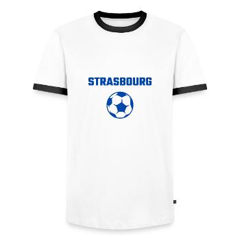 t shirt strasbourg foot cadeau noel football - T-shirt contrasté Homme - blanc/noir - Devant - AI Model Female 172 light (172cm) & AI Model Male 178 dark (178cm)