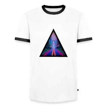 Seelenweg 01 - T-shirt contrasté Homme - blanc/noir - Devant - AI Model Female 172 light (172cm) & AI Model Male 178 dark (178cm)