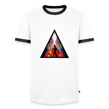 Seelenweg 07 - T-shirt contrasté Homme - blanc/noir - Devant - AI Model Female 172 light (172cm) & AI Model Male 178 dark (178cm)